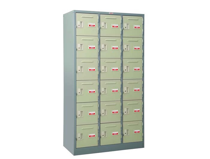 LK118 Steel Locker 18 Doors Without Hanger (W914xD457xH1830mm). Brand: LEECO. Made In Thailand.