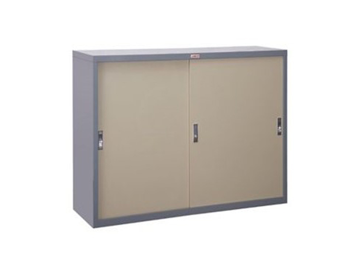 SLS304 Steel Cabinet with Sliding Door (W1185xD407xH880mm). Brand: LEECO. Made in Thailand.